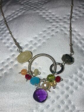 💕 Anna Balkan 925 Sterling Silver Semi Precious Stone 16" Necklace *PRE-OWNED